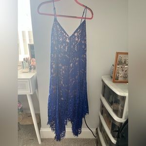 Lulus - Blue Lace Midi Dress